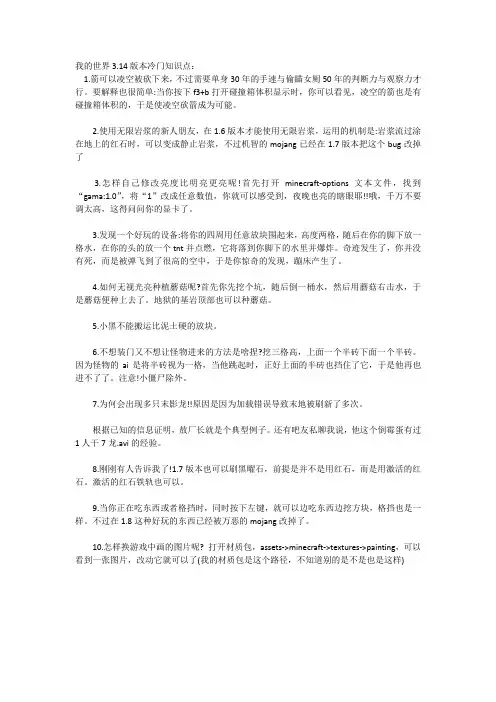 我的世界3.14版本冷门知识点