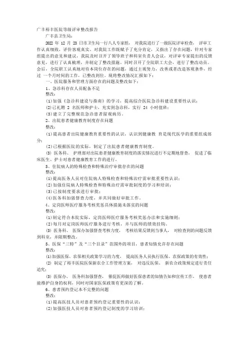 等级医院评审整改报告