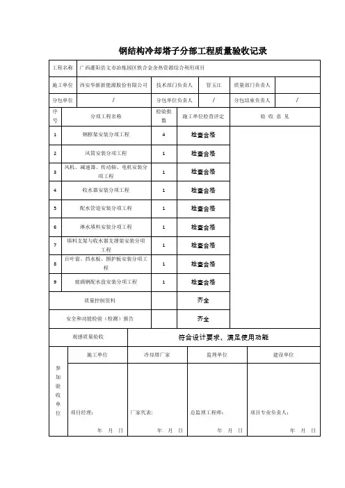 冷却塔验收表格【范本模板】