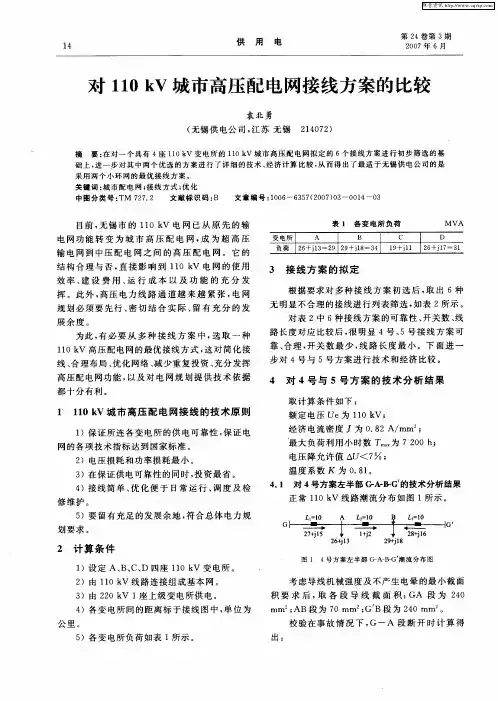 对110kV城市高压配电网接线方案的比较