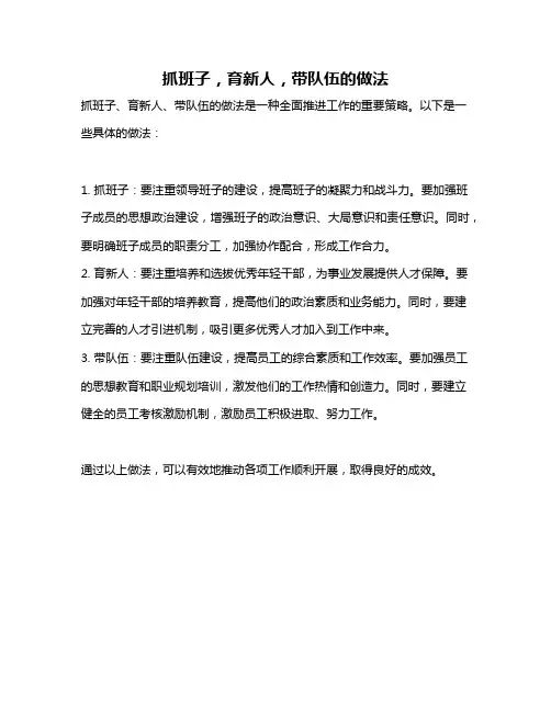 抓班子,育新人,带队伍的做法