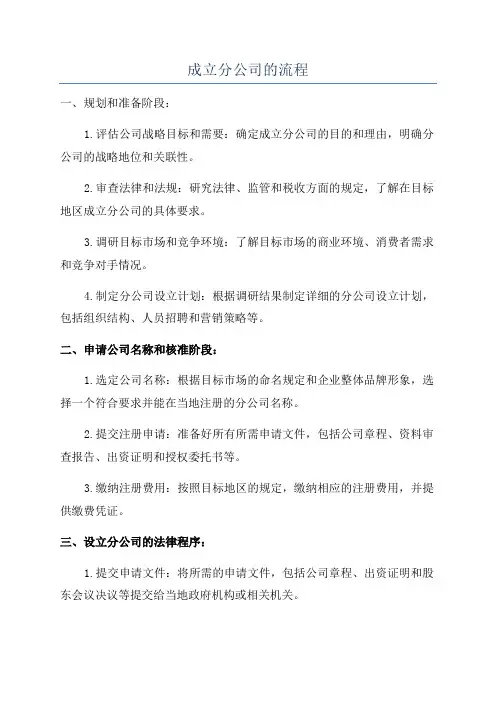 成立分公司的流程