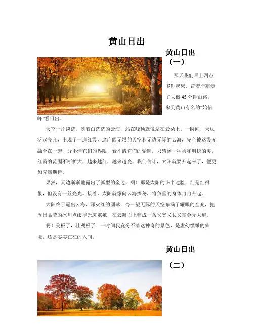 黄山日出(共10篇)
