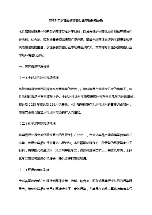 2023年水性醇酸树脂行业市场环境分析