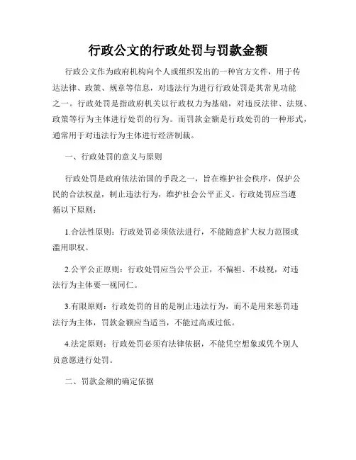 行政公文的行政处罚与罚款金额
