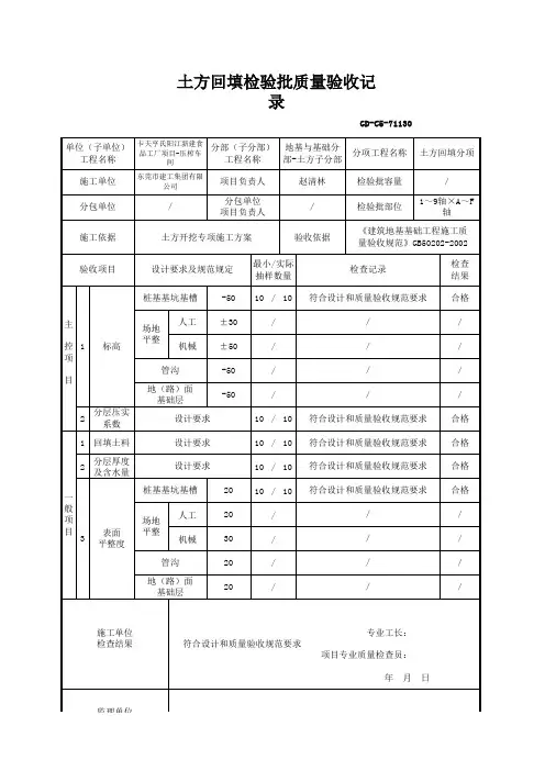 GD-C5-71130 土方回填检验批质量验收记录