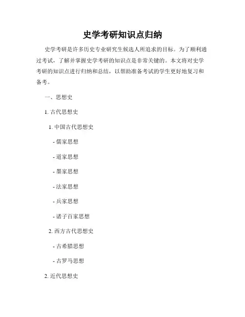 史学考研知识点归纳