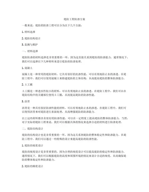 堤防工程防渗方案