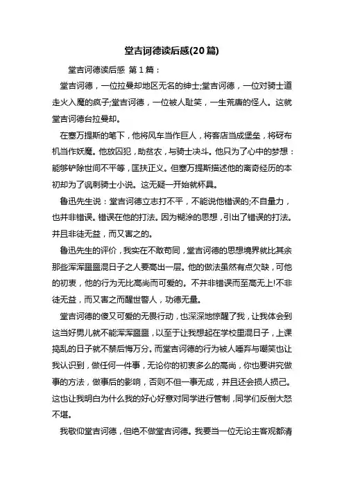 堂吉诃德读后感(20篇)
