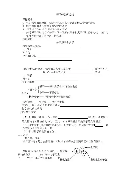人教版九年级化学专题复习之构成物质的微粒