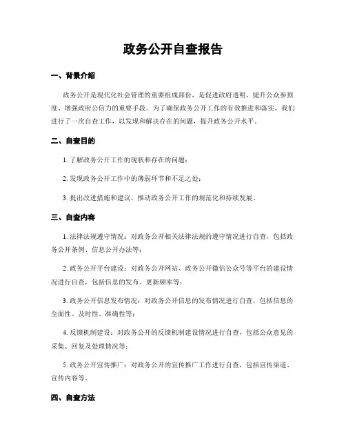 政务公开自查报告
