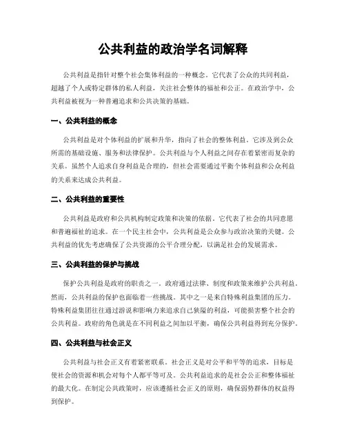公共利益的政治学名词解释