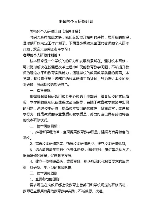 老师的个人研修计划【精选5篇】