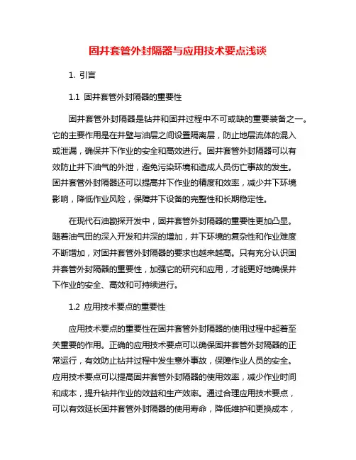 固井套管外封隔器与应用技术要点浅谈