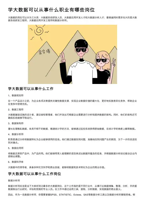 学大数据可以从事什么职业有哪些岗位