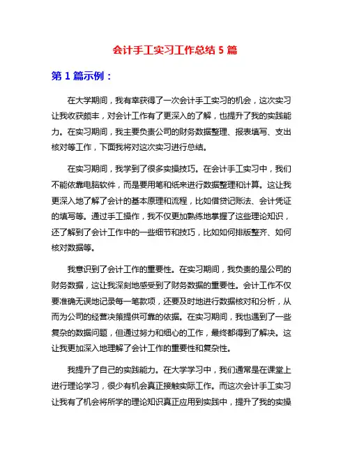 会计手工实习工作总结5篇