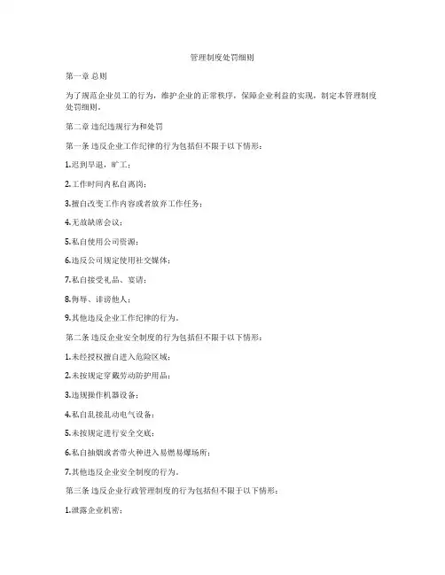 管理制度处罚细则