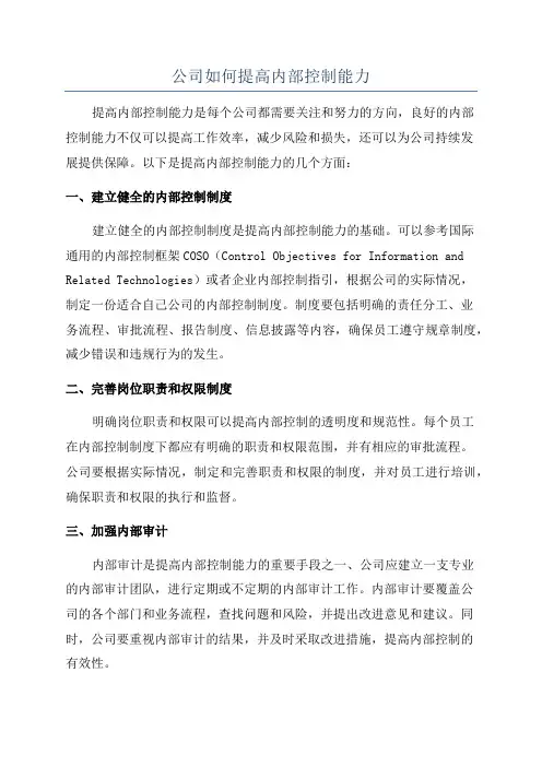 公司如何提高内部控制能力