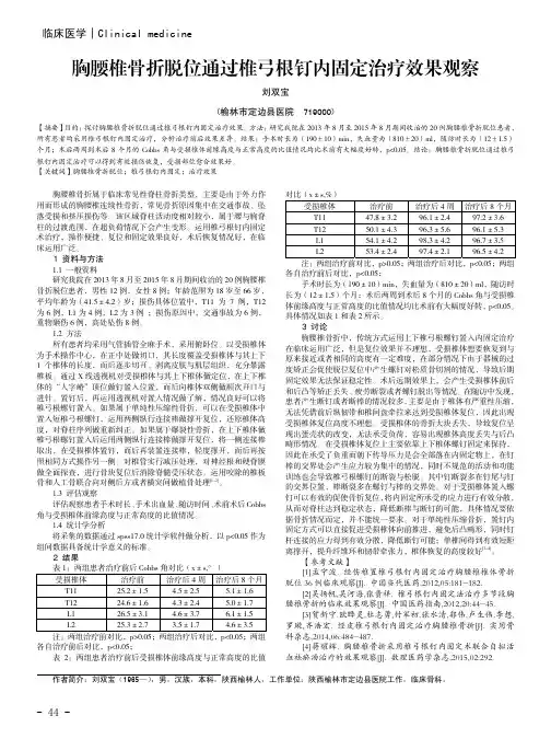 胸腰椎骨折脱位通过椎弓根钉内固定治疗效果观察