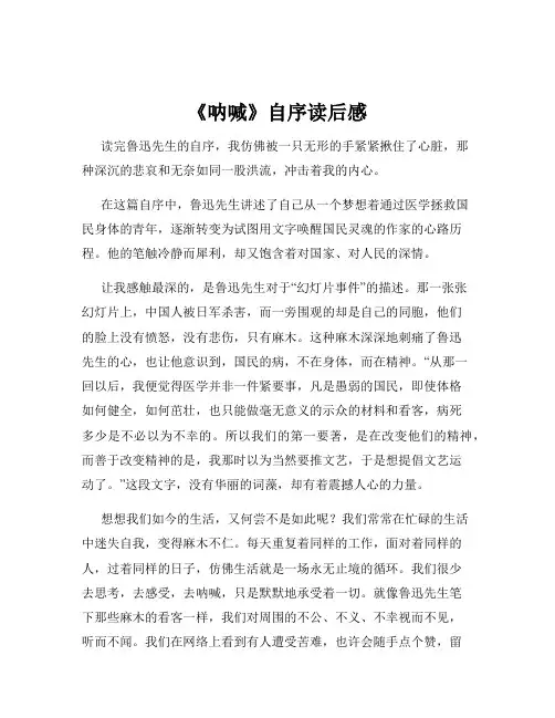 《呐喊》自序读后感
