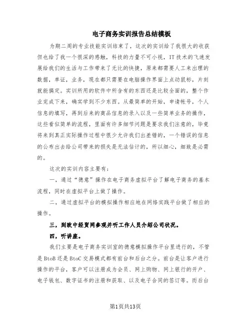 电子商务实训报告总结模板(5篇)