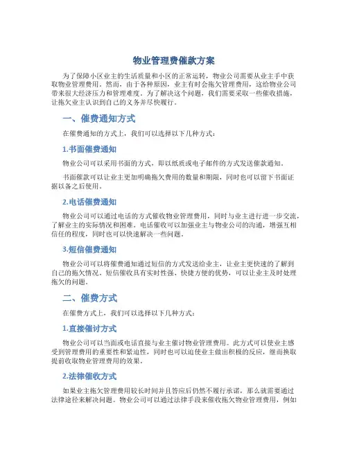 物业管理费催款方案