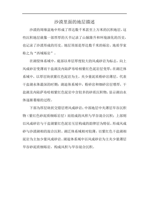沙漠里面的地层描述