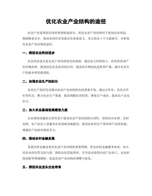 优化农业产业结构的途径