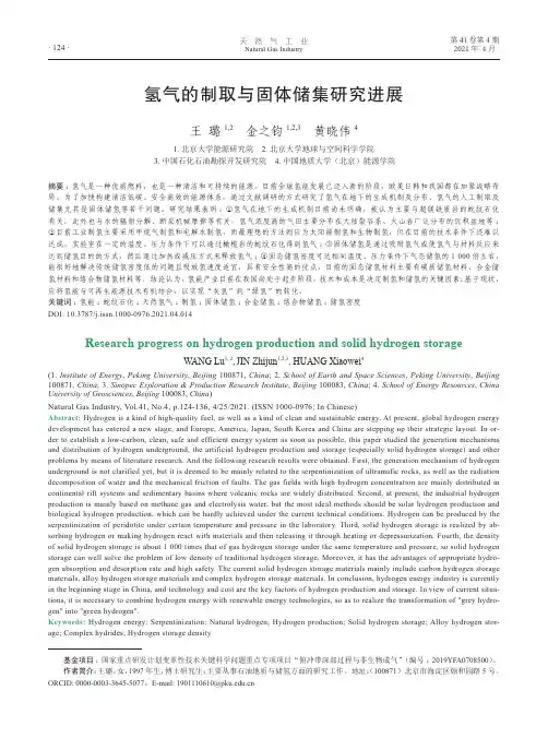 氢气的制取与固体储集研究进展