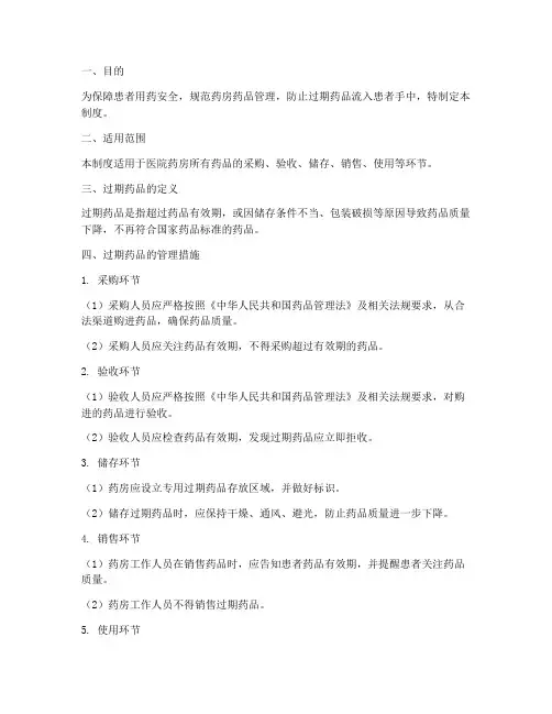 医院药房过期药管理制度