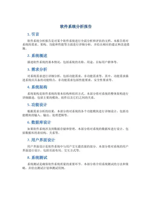 软件系统分析报告