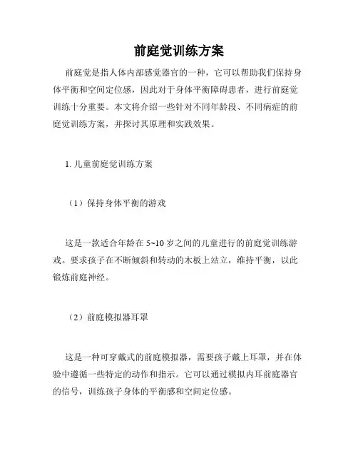 前庭觉训练方案