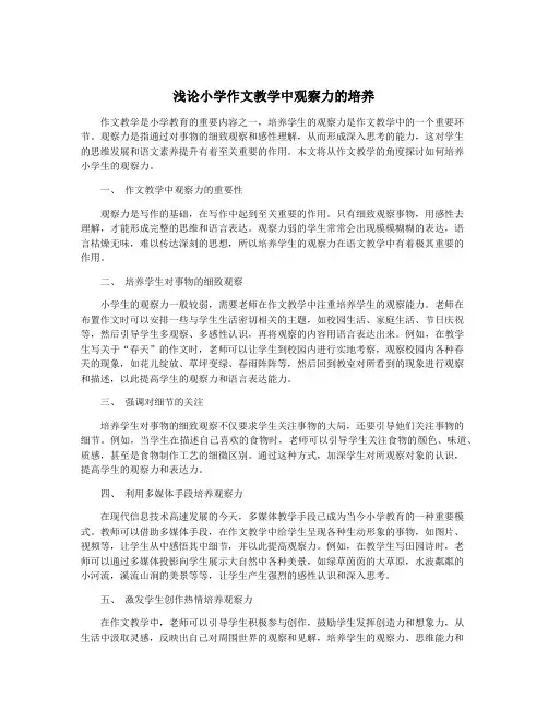 浅论小学作文教学中观察力的培养