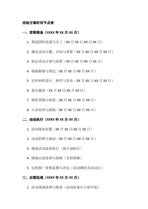 活动方案时间节点表模板