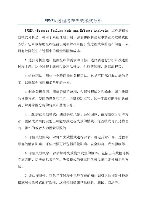 PFMEA过程潜在失效模式分析