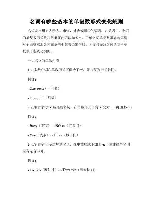 名词有哪些基本的单复数形式变化规则