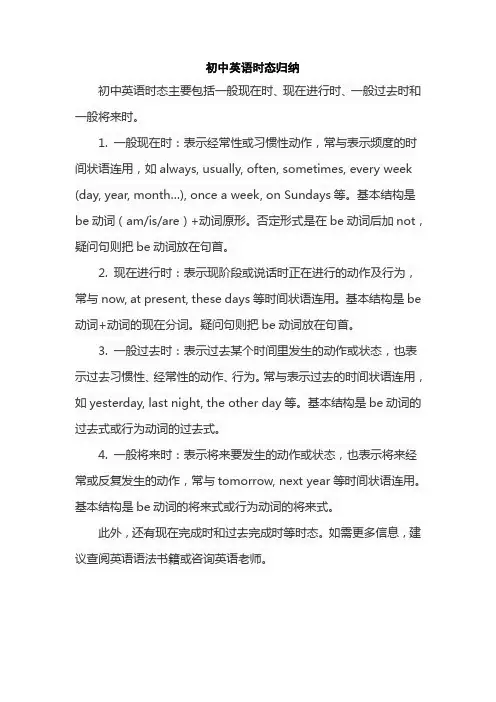 初中英语时态归纳