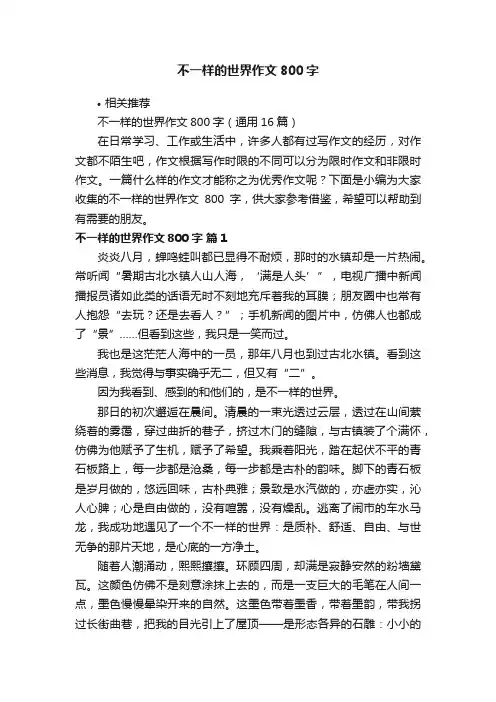 不一样的世界作文800字