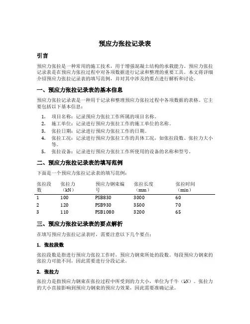 预应力张拉记录表填写范例2