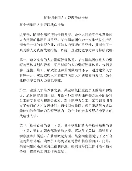 某宝钢集团人力资源战略措施