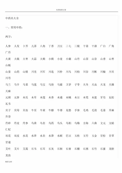 好听的中药名字
