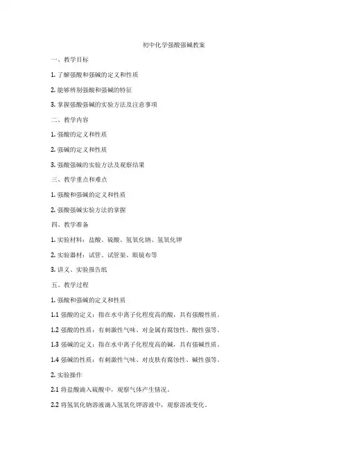 初中化学强酸强碱教案