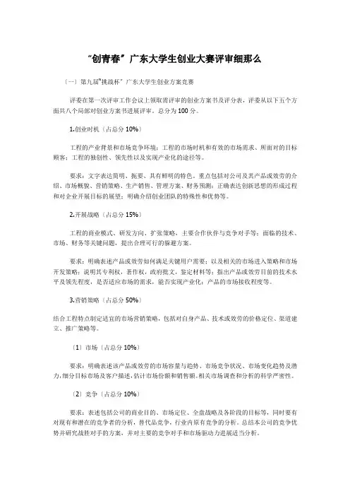 “创青春”广东大学生创业大赛评审细则