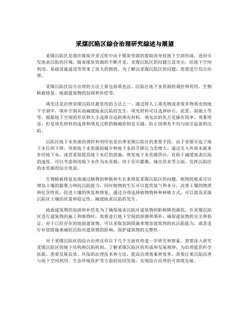 采煤沉陷区综合治理研究综述与展望