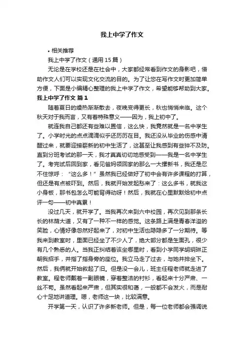 我上中学了作文