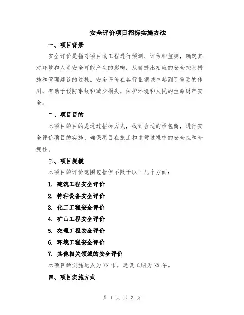 安全评价项目招标实施办法