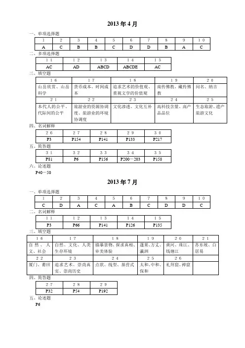 中国旅游文化试题答案