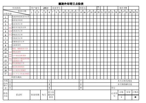 螺旋冷却塔维护保养点检表