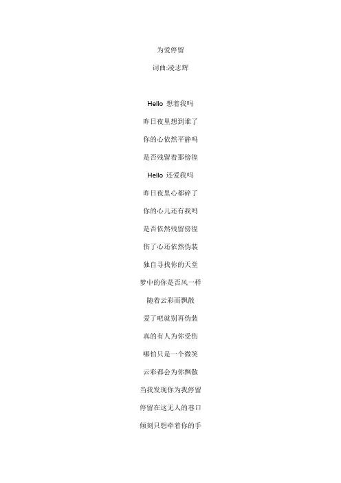 为爱停留文本歌词