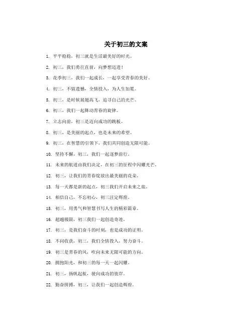 关于初三的文案